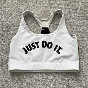 White Nike “Just Do It.” Sports bra size medium.